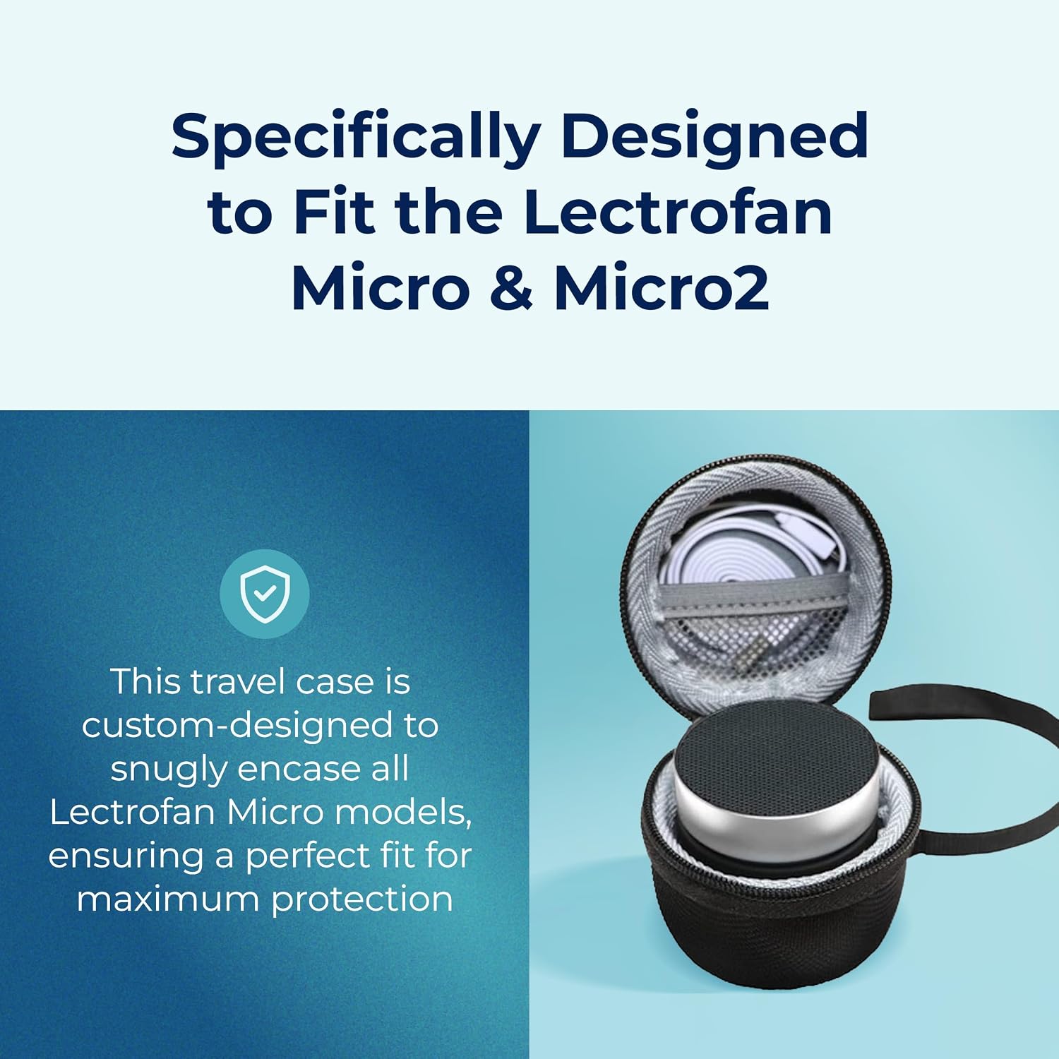 Adaptive Sound Technologies Carrying Case for LectroFan Micro & Micro2 - Case for Sound Machine - Hybrid Shell Type Exterior with Pocket…
