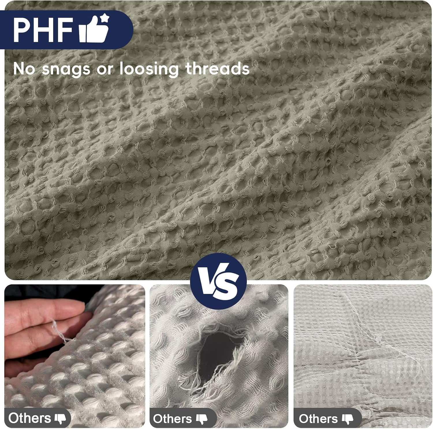 Phf Ultra Soft Waffle Weave Body Pillowcase with Zipper, No Insert, 1Pack 20" x 54" Pillow Sham, Breathable & Skin-Friendly Body Pillow cas…