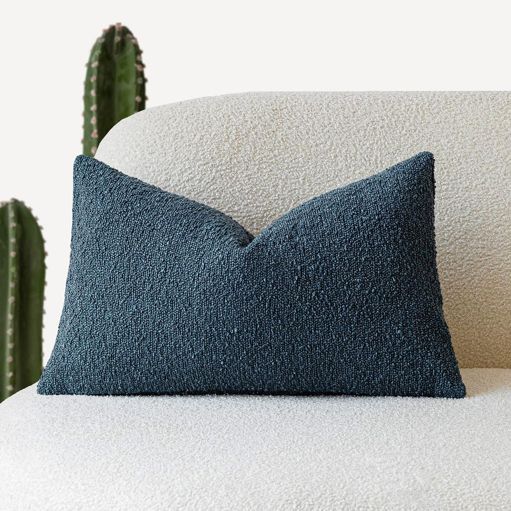 Foindtower Textured Boucle Throw Pillow Covers Accent Solid Lumbar Pillow Cases Cozy Soft Decorative Couch Cushion Case for Chair Sofa…