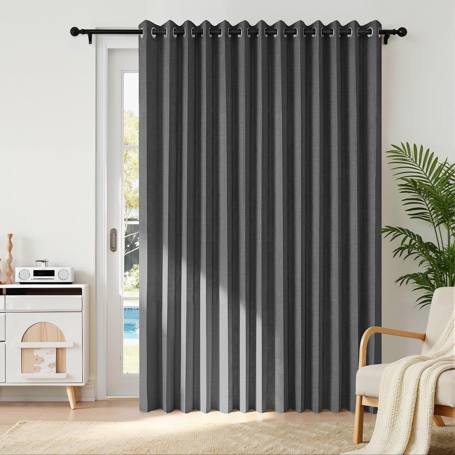 RYB HOME Accordion Style Room Divider Curtain-100% Blackout Folding Accordion Curtain for Sliding Glass Door/Bedroom, Privacy Assurd…