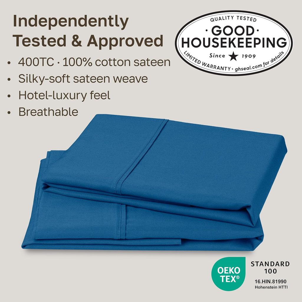 CaliforniaDesignDen California Design Den Standard/Queen Pillow Cases Set of 2-400 Thread Count Sateen, Natural 100% Cotton Pillowcases Sta…