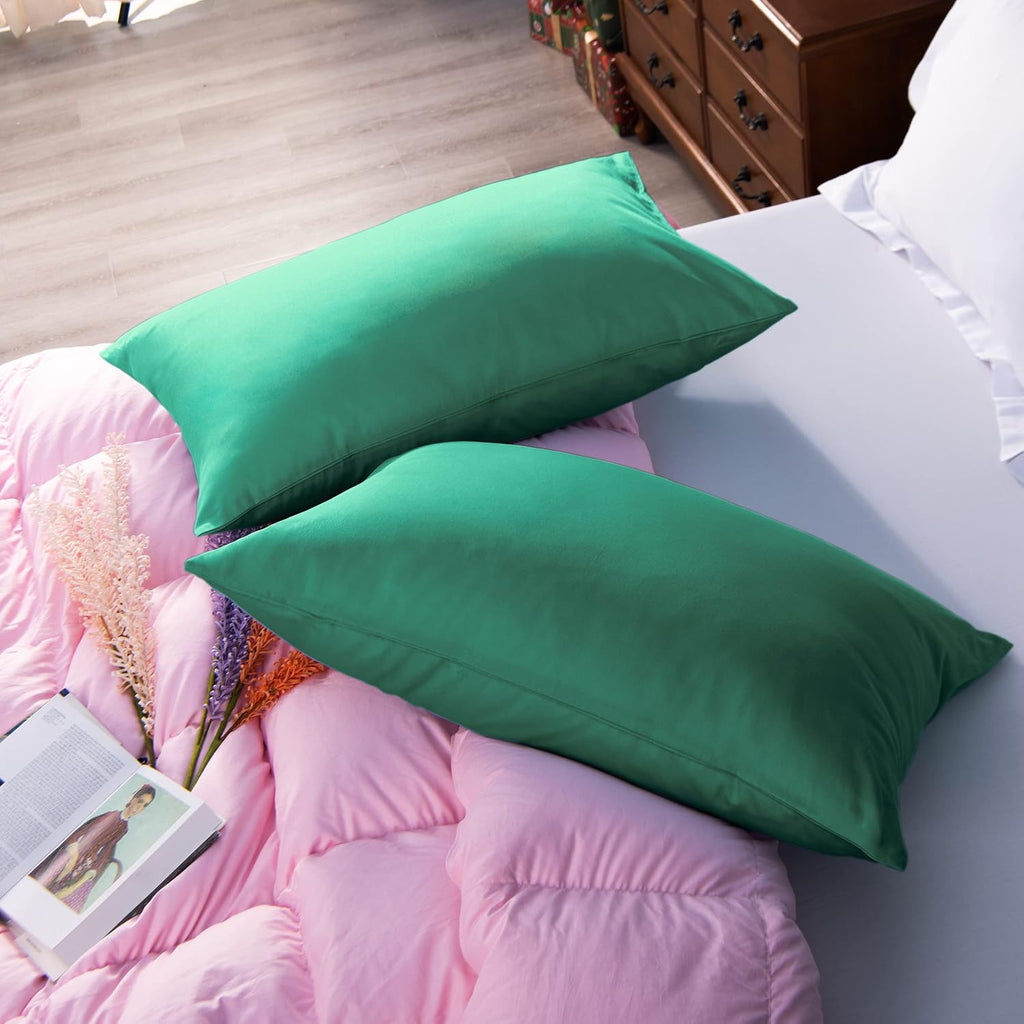 NTBAY Egyptian Cotton Queen Pillowcases - Set of 2, 500 Thread Count Cotton Pillowcases - Soft and Breathable Envelope Closure Pillow…