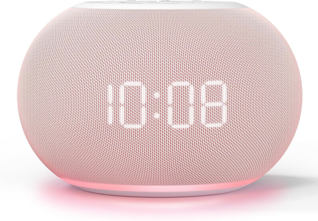 Reacher Auto Dimmable Sound Machine Alarm Clock with Night Lights, 20 Soothing Sounds, Sleep Timer, Precise Volume Control, Cute White…