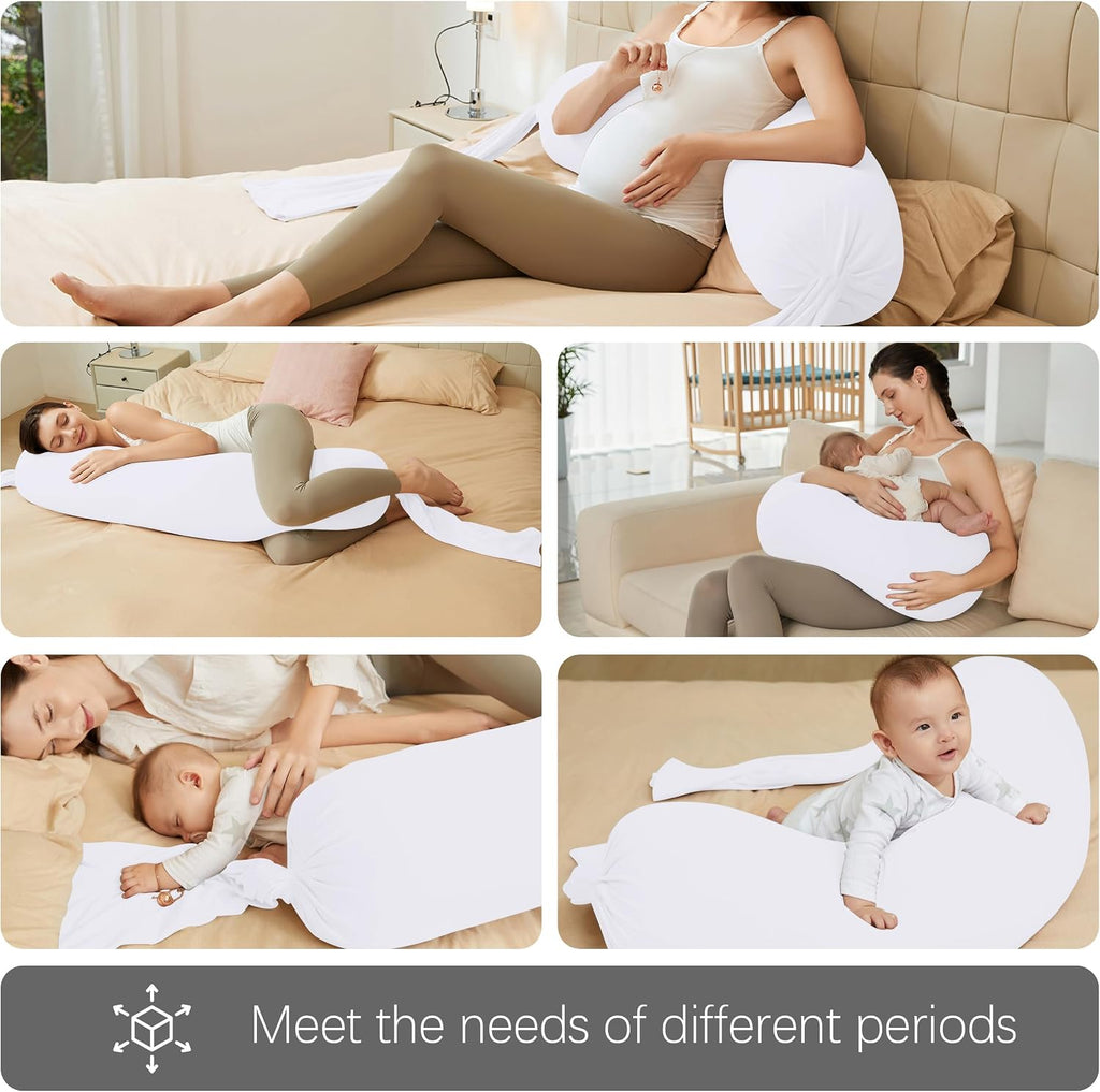 Moonpark MOON PARK Pregnancy Pillow - Incredibly Smooth and Soft Cooling Cover I Shaped Full Body Maternity Pillow with Removable Cover - S…