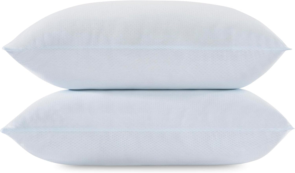 Serta Won't Go Flat Down Alternative Cooling Bed Pillows, Extra Life Foam Core with Medium Support, Perfect for Back, Stomach or Side Sleep…