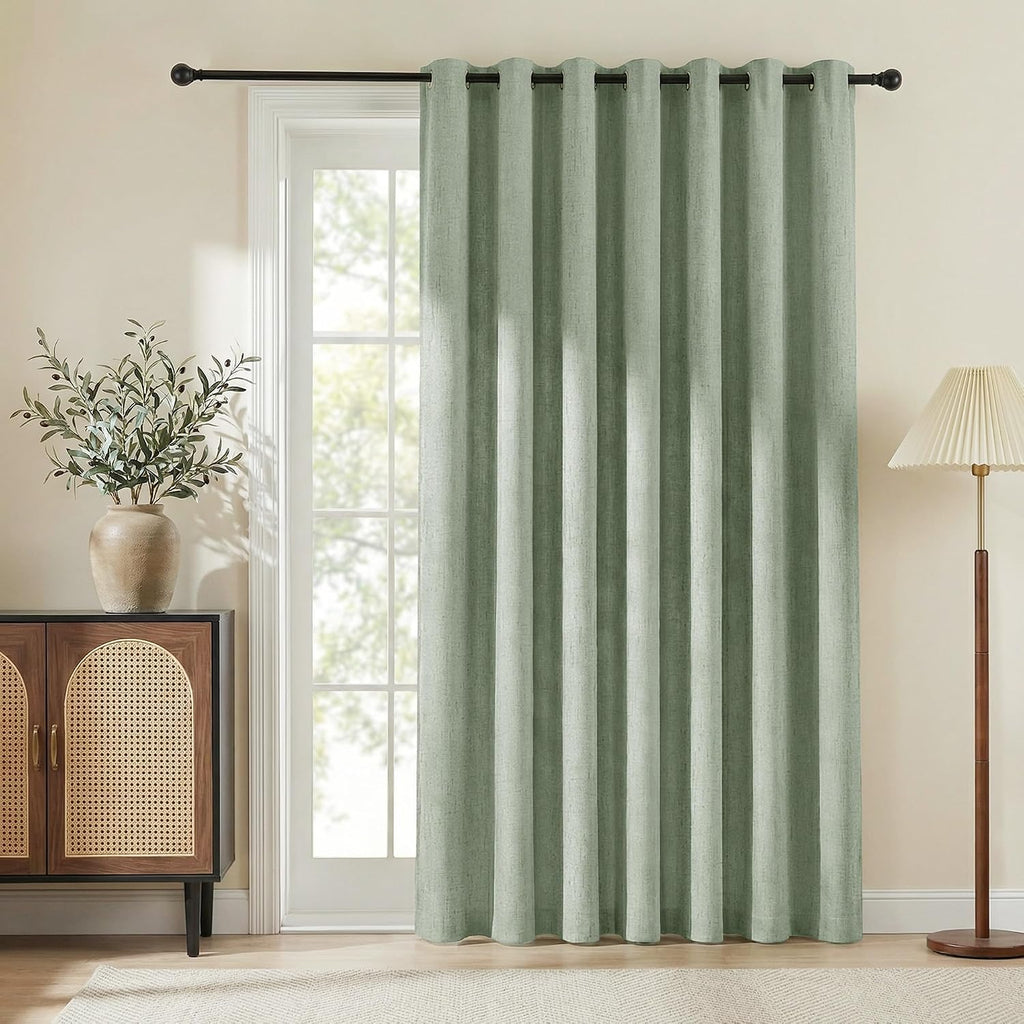Nicetown 100% Blackout Linen Sliding Door Curtains with White Liner Composite, Grommet Extra Wide Window Treatments Room Divider Drapes for…