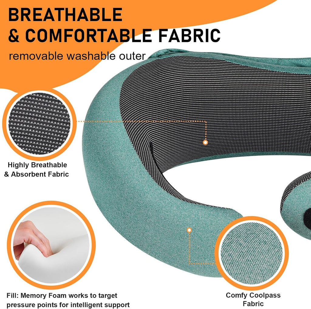 Vzpeun Travel Pillow - Hooded Neck Pillow Airplane Memory Foam Filling for Plane, Office, Cars Sleeping, Road Trip, Long Flights, Airplane…