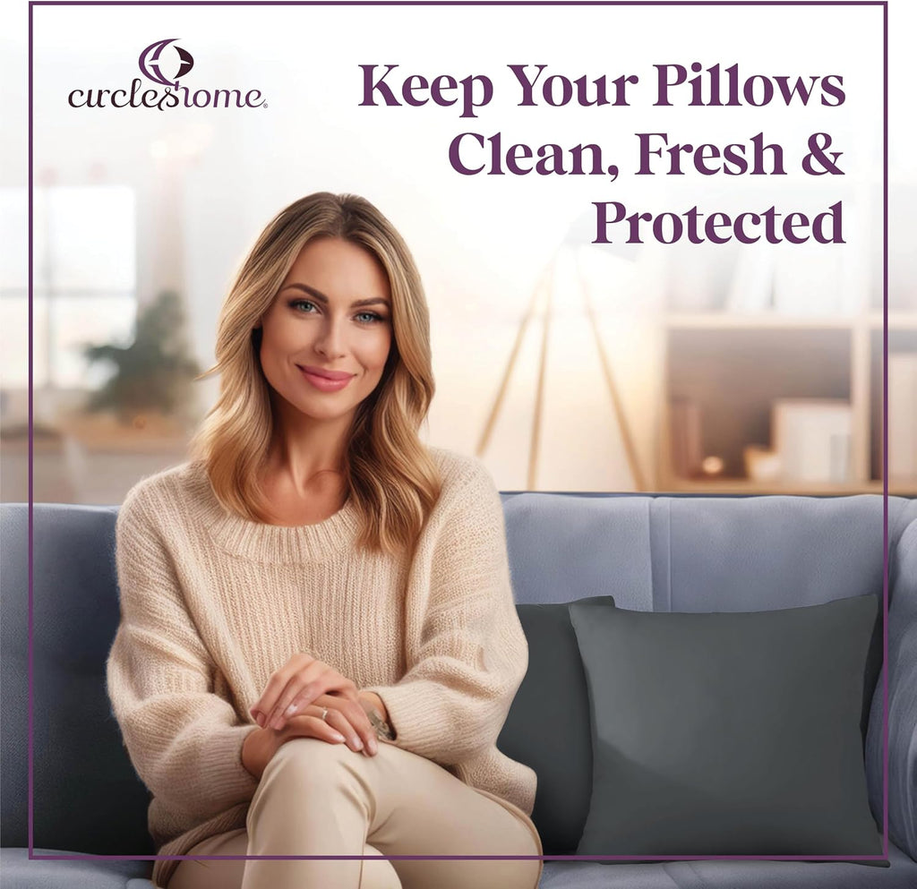 CIRCLESHOME European Pillow Protectors - 100% Cotton Breathable Pillowcases - 26 X 26 Square Pillowcases - Protects Pillows from Dirt…