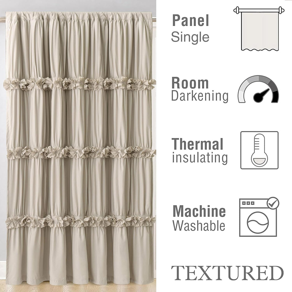 Homechoice Decor Room Divider Curtains, Boho Ruched Blackout Window Treatments with 3 Rows of Butterfly Flowers, Rustic Rod Pocket…