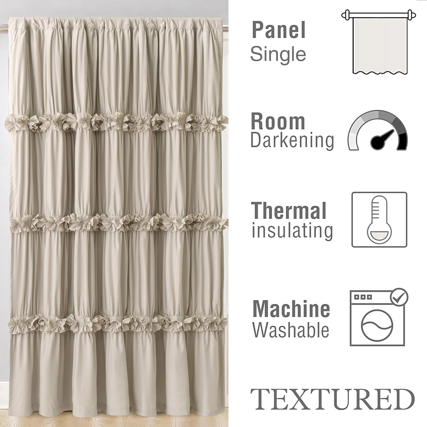 Homechoice Decor Room Divider Curtains, Boho Ruched Blackout Window Treatments with 3 Rows of Butterfly Flowers, Rustic Rod Pocket…