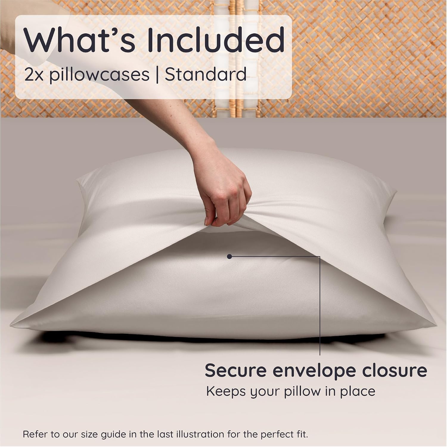 Bambaw 100% Viscose Derived from Bamboo Pillowcase Standard Size – Set of 2 Cooling Pillow Cases for Hot Sleepers with Envelope Closure, Br…