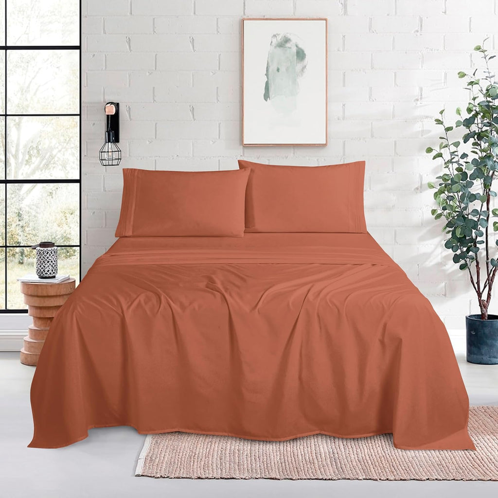 MocassiLuxuryBedding Mocassi Twin XL Size 4-Piece Bed Sheet Set - 1800 Hotel Quality Microfiber 18-24 Inches Extra Deep Pocket Fitted Sheet…