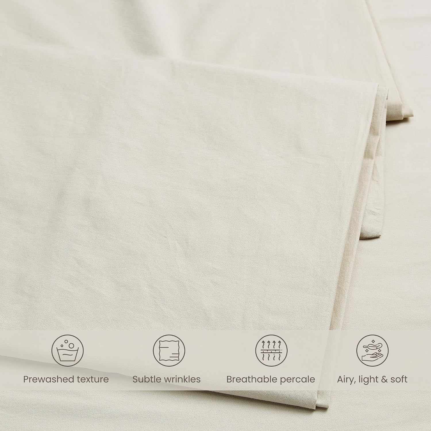 Bioweaves 100% Organic Washed Cotton Percale Weave Pillow Cases Standard Size GOTS Certified Queen Pillow Covers, Envelope Closure – Set of…