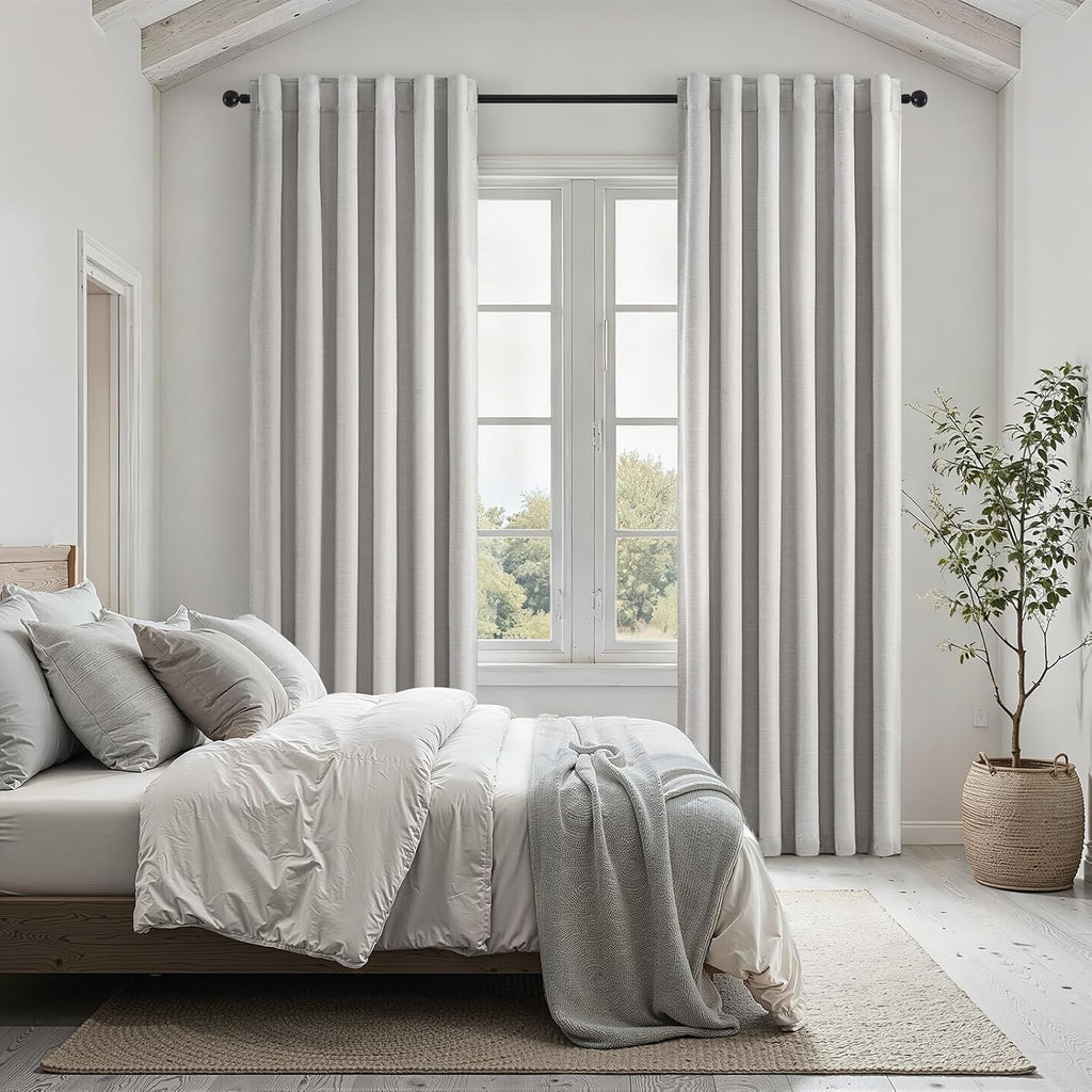 Topfinel 84 Inch Longth 40 Inch Wide 100% Blackout Linen Curtains 2 Panels Set for Bedroom Back Tab Rod Pocket Pleated Thermal Insulated En…