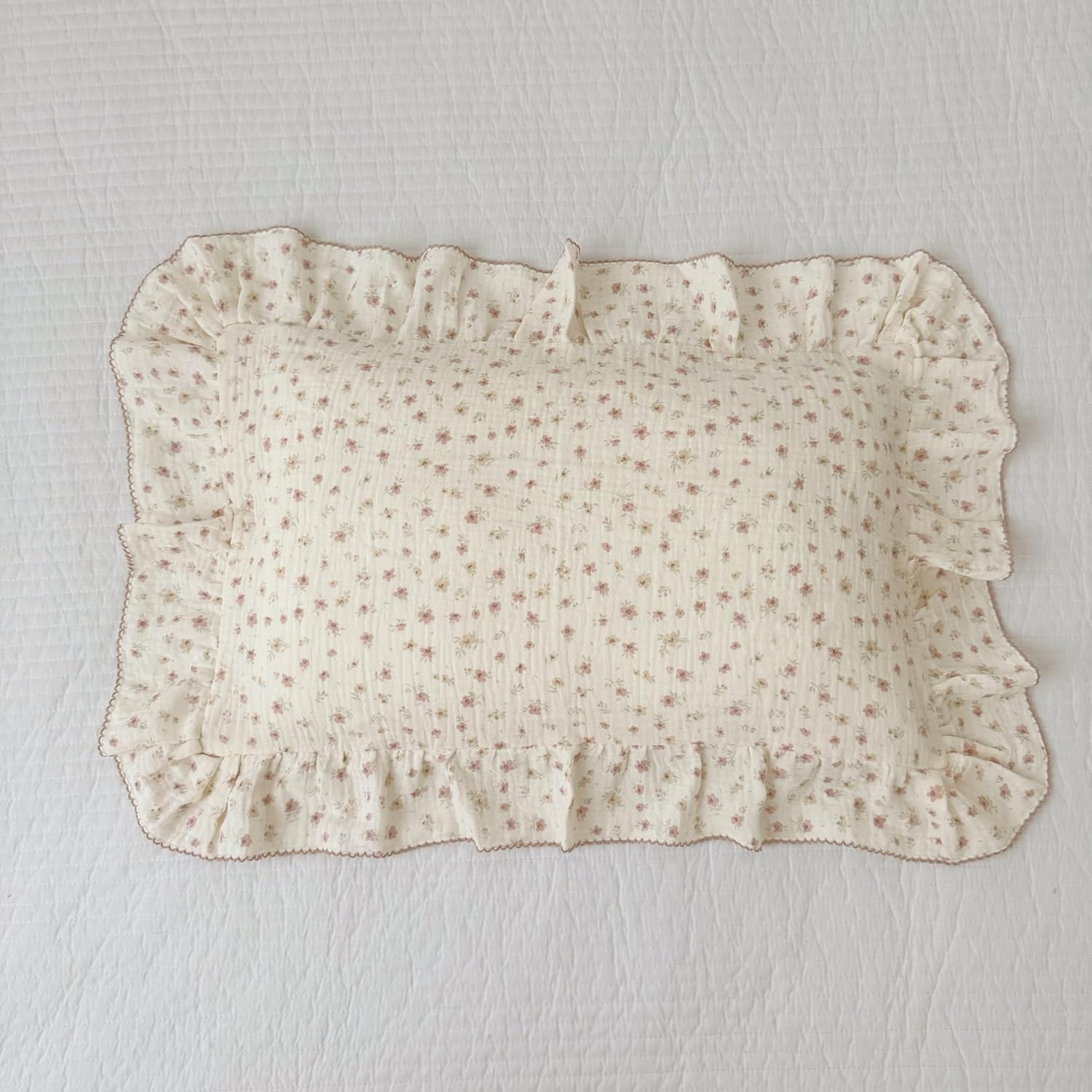 BuLuTu 2-Layer Cotton Muslin Toddler Pillowcases for Girls Boys Floral Pillow Cover Decorative Pillow Cases Gauze Cotton Small Pillow…