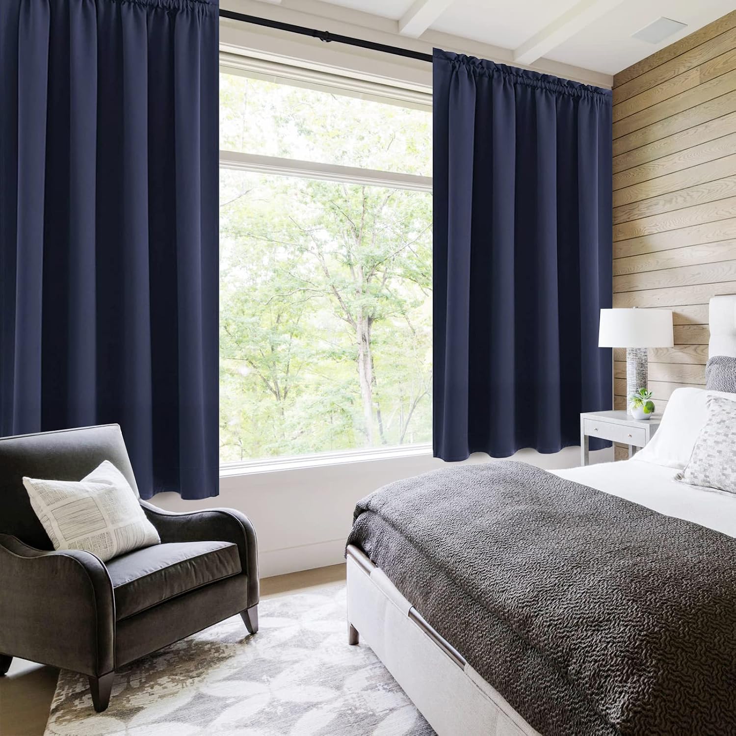 Dwcn Navy Room Darkening Blackout Curtains - Thermal Insulated Privacy Energy Saving Window Curtain Drapes 52 x 63 inch Length, Set of 2 Be…