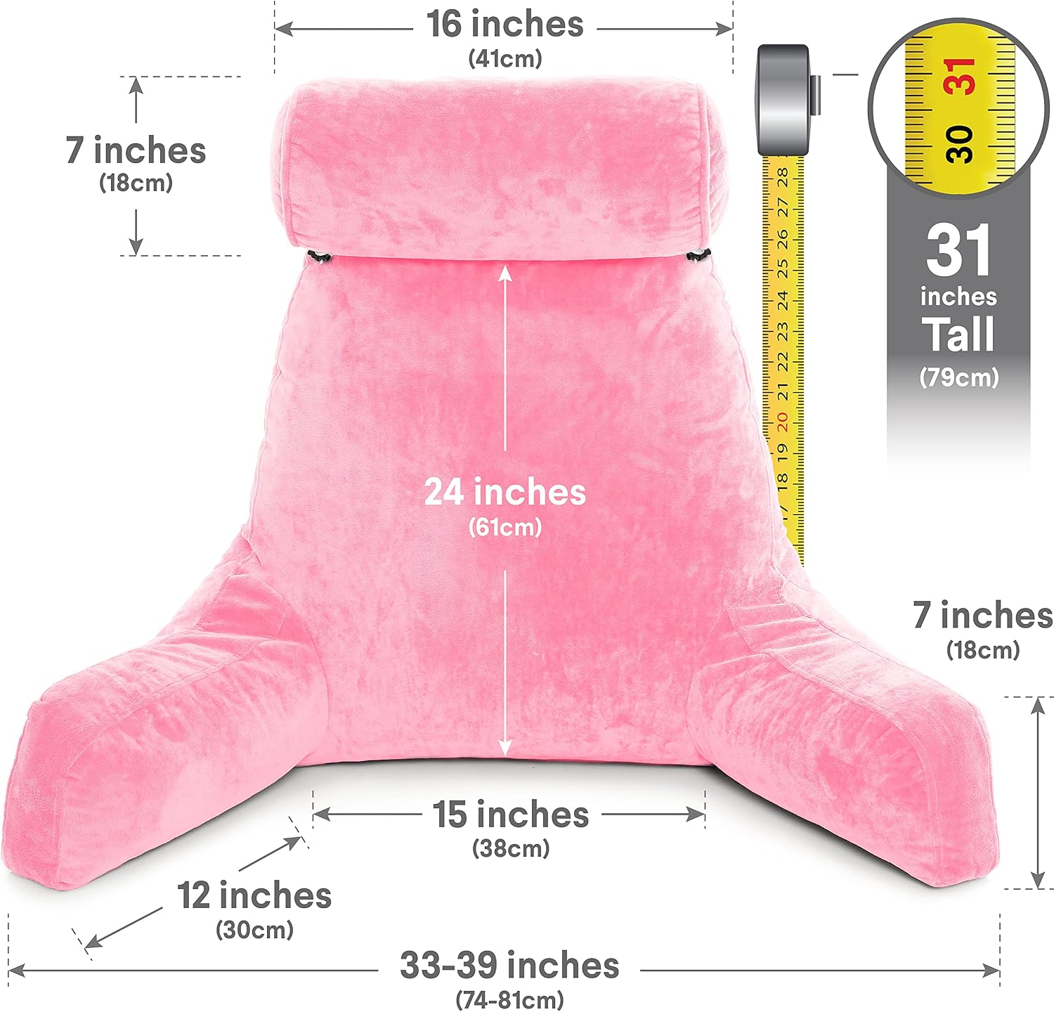 Husband Pillow XXL The Original for Adults - 30" Tall Backrest for Sitting Up in Bed - Firm Support Reading & Bed Rest Pillows for…