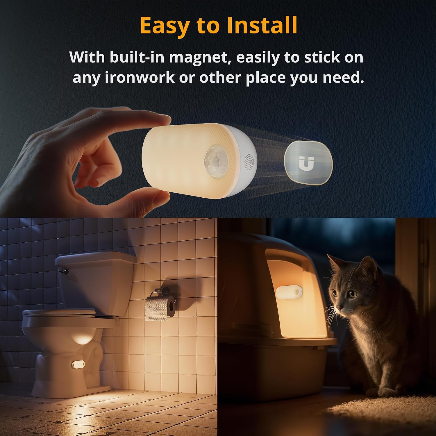 Lyridz Rechargeable Night Light with Motion Sensor, 1500mAh Battery Operated Nightlights, Stick-on LED Closet Light, 1-80LM Dimmable Bright…