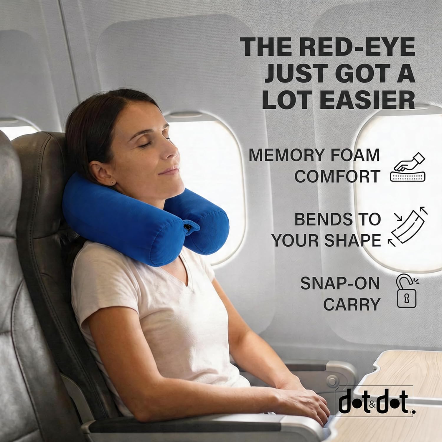 Dot&Dot Twist Memory Foam Travel Pillow for Airplanes - Travel Neck Pillow for Sleeping - Airplane Pillow for Neck Support - Adjusta…
