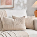 Fancy Homi 2 Packs Tan Lumbar Decorative Throw Pillow Covers 16x32 Inch for Living Room Couch Bed Sofa, Boho Home Decor, Soft Striped…