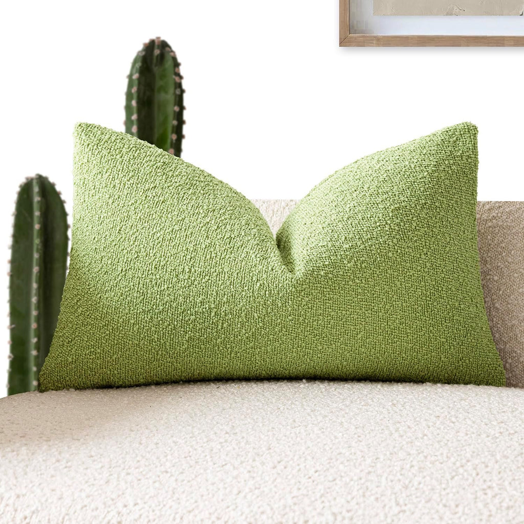 Foindtower Decorative Textured Boucle Throw Pillow Covers Accent Solid Lumbar Pillow Cases Neutral Soft Couch Cushion Case for Chair Sofa…