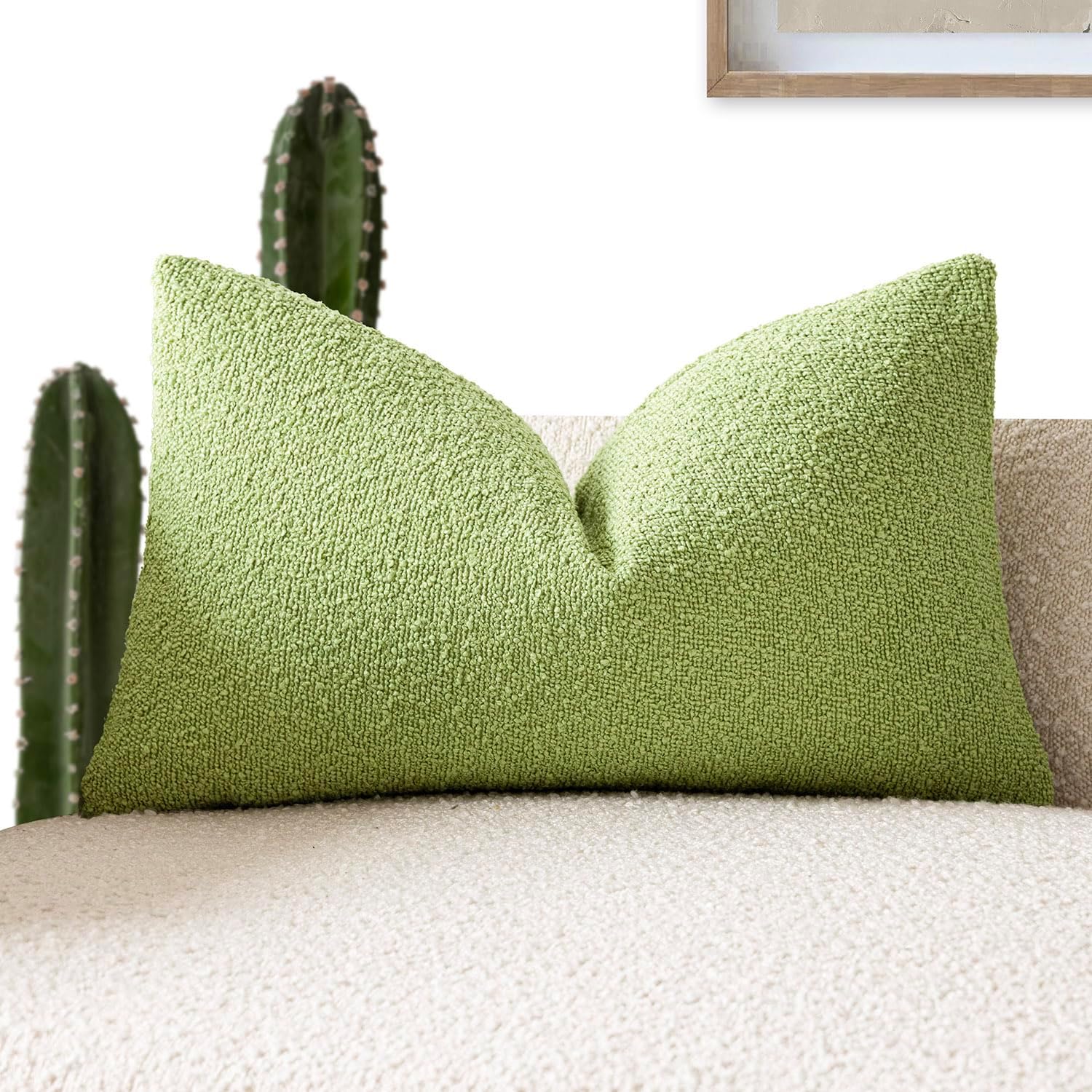 Foindtower Decorative Textured Boucle Throw Pillow Covers Accent Solid Lumbar Pillow Cases Neutral Soft Couch Cushion Case for Chair Sofa…