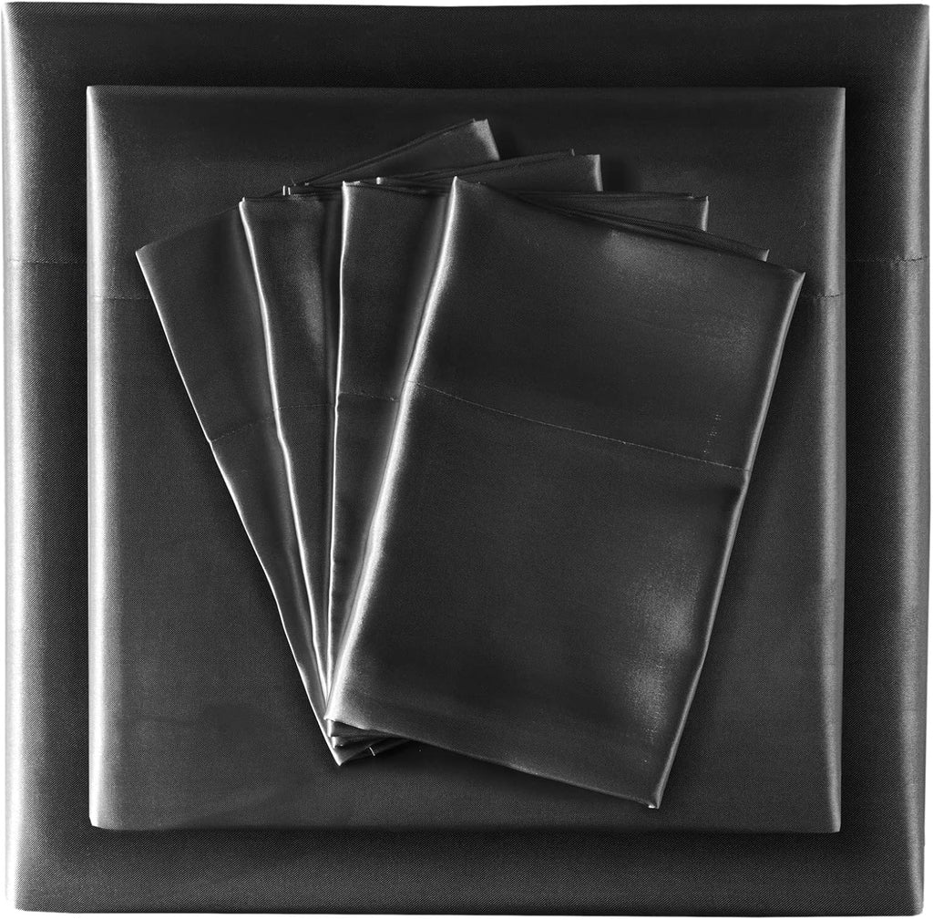 Madisonpark Madison Park Essentials Satin Sheet Set Luxury and Silky with Natural Sheen, Elastic 14" Pocket fits up to 16" Mattress, All Ar…