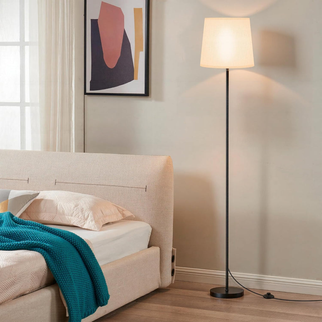 Sibrille Floor Lamp with White Shade, 62" Dimmable LED Standing Lamp with Remote, 9W E26 Bulb Included, 3000-6000K, Modern Floor Reading Li…