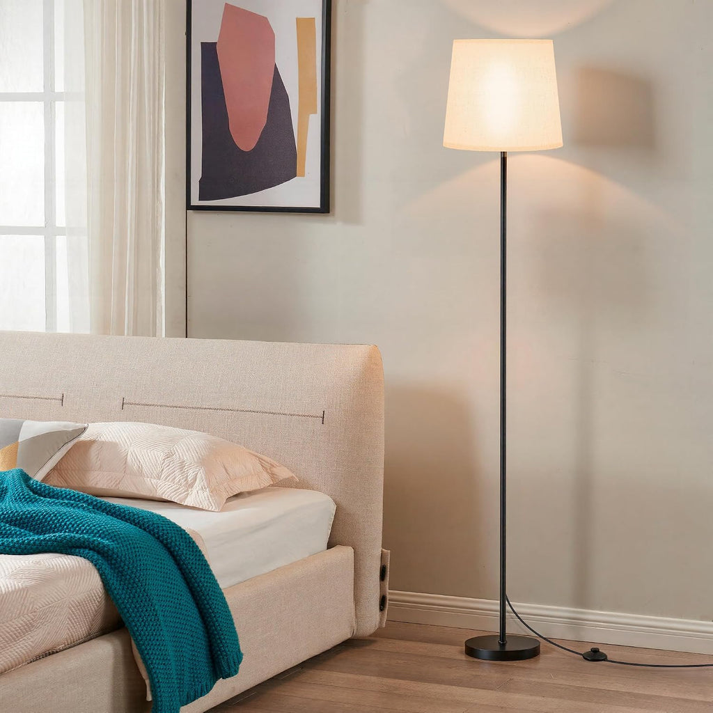 Sibrille Floor Lamp with White Shade, 62" LED Dimmable Standing Lamp with Foot Switch, Color Options, 9W E26 Bulb Included, Modern Reading…