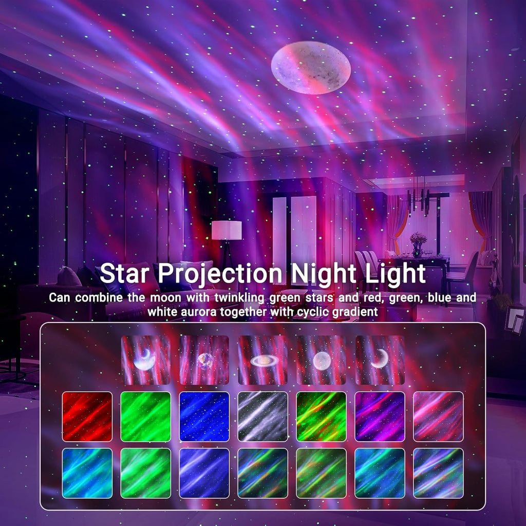 HERHOTER Star Projector, Northern Lights Projector, with Bluetooth Speaker, White Noise, Remote Control, Night Light, for Game Room, Adults…