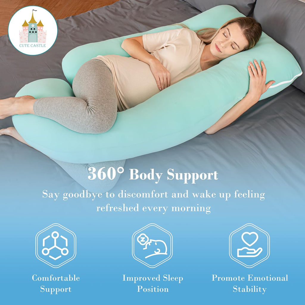 Cute Castle Cooling Cover Pregnancy Pillows, Soft U-Shape Maternity Pillow with Removable Cover - Full Body Pillows for Adults Sleeping…