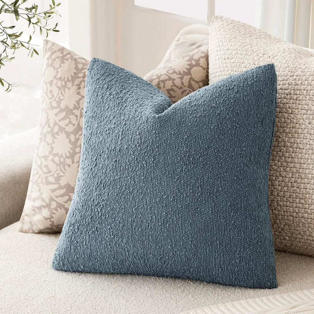 Foindtower Decorative Textured Boucle Throw Pillow Covers Accent Solid Pillow Cases Neutral Soft Cozy Couch Cushion Case for Chair Sofa…