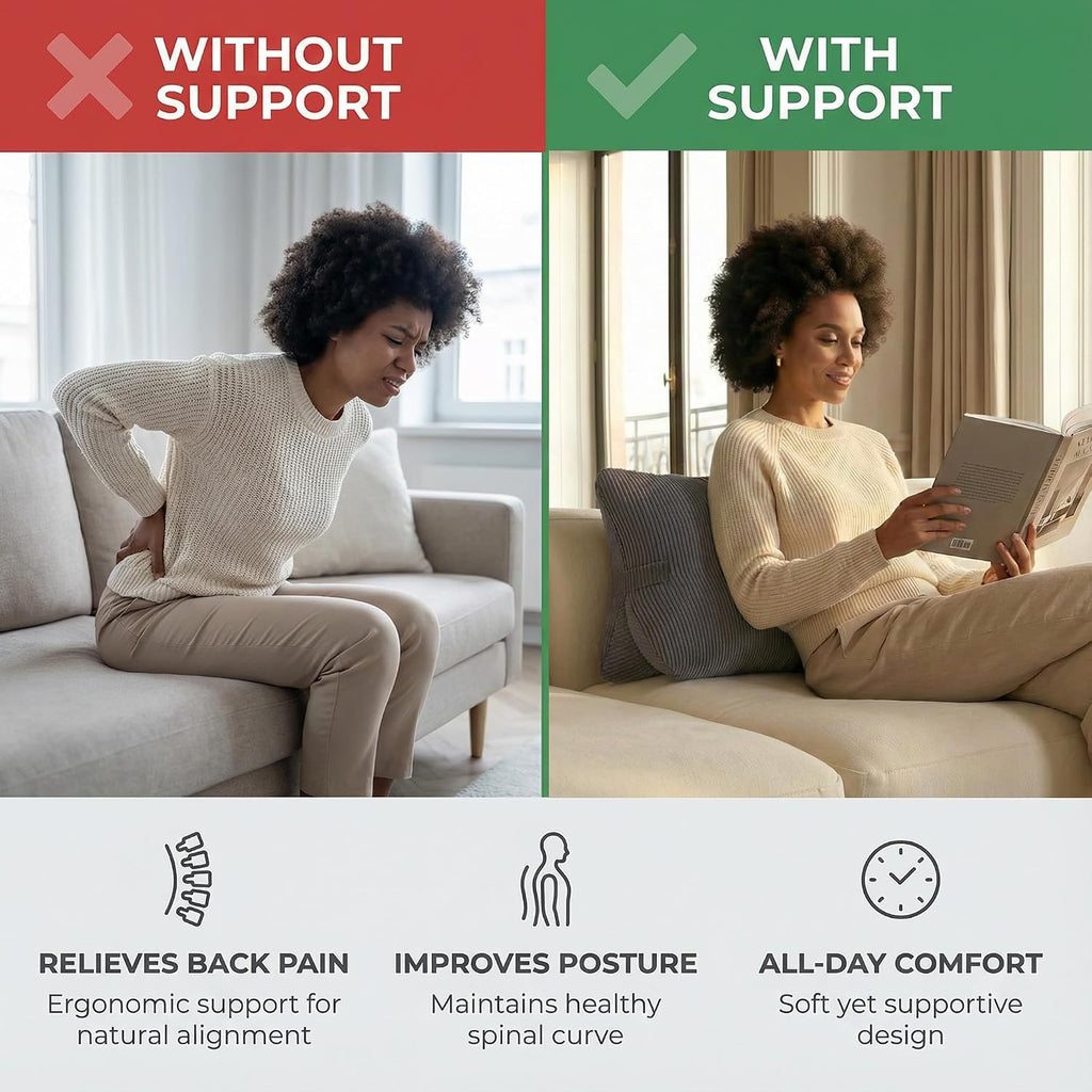 Pat. Pend. Corduroy Lumbar Support Backrest Pillow for Sitting & Reading, Ergonomic Triangle Cushion for Sofa, Armchair & Bed, Removable…