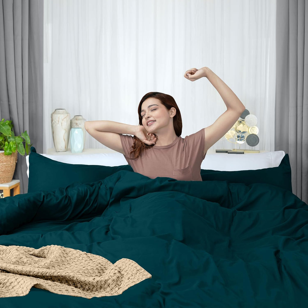Utopia Bedding Duvet Cover King Size - 3 Piece with Zipper Closure - 1 Comforter Cover 104X90 Inches & 2 Pillow Shams 20X36 Inches (Teal)…