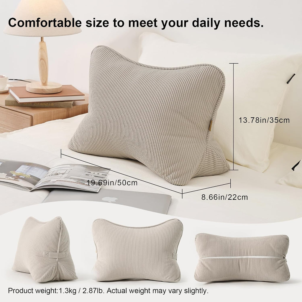 Pat. Pend. Corduroy Lumbar Support Back Pillow for Watching TV, Reading & Gaming, Ergonomic Triangle Support Cushion for Sofa, Armchair &…