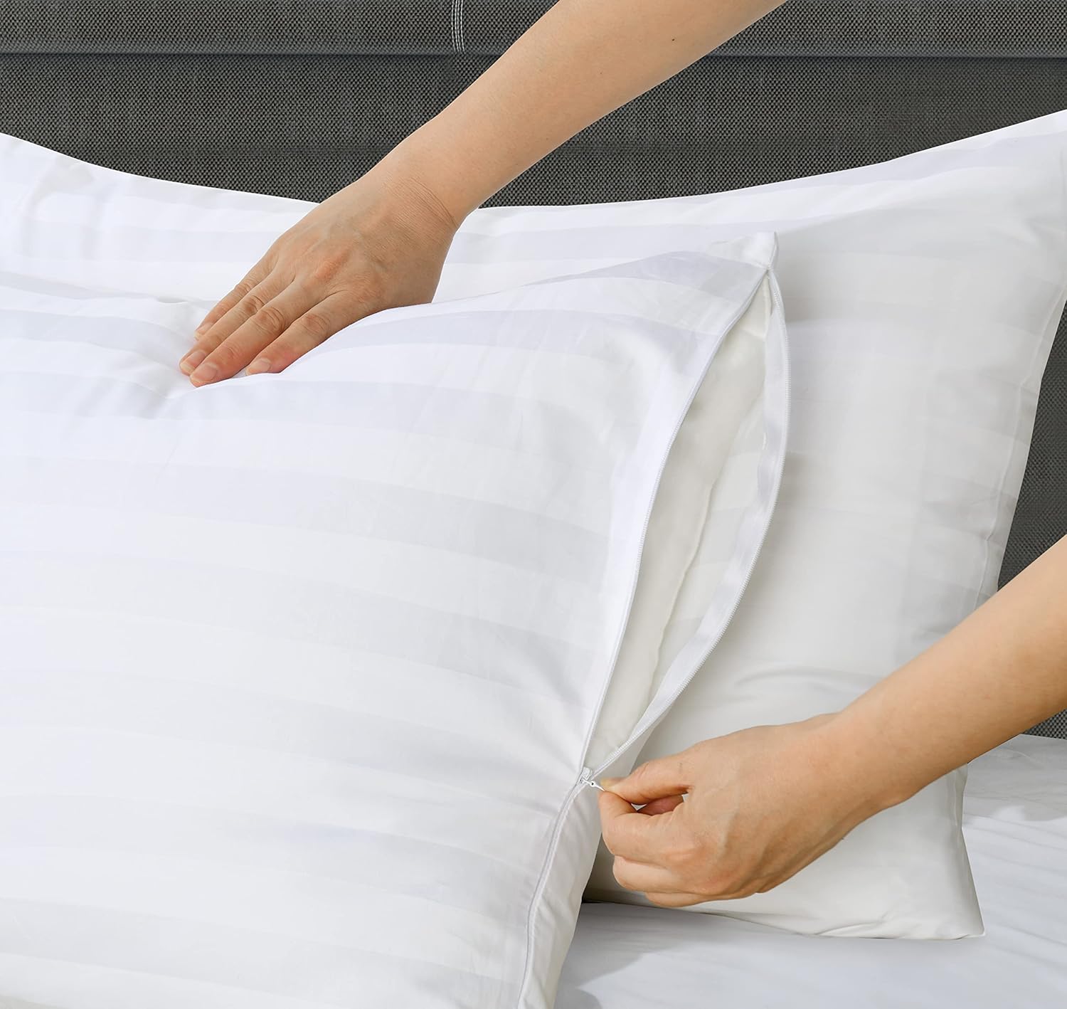 ShunjieHome Pillow Protector Standard Size 100% Egyptian Cotton Pillow Covers, 400 Thread Count Sateen Weave Cooling Pillow Cases with Zipp…