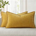 decorUhome Summer Chenille Soft Cozy Throw Pillow Covers 12x20 Set of 2, Modern Farmhouse Boho Velvet Decorative Pillow Cases with Stitched…