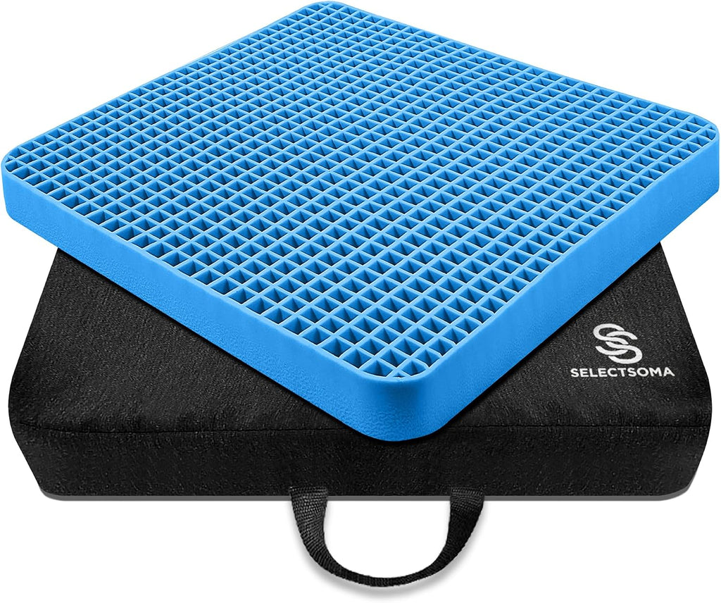 SelectSoma Travel Gel Seat Cushion for Long Sitting - Travel Pad for Car, Truck, Office Chair, Wheelchair - Cooling Gel Cushion for Sciatic…