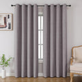 Cucraf 100% Blackout Curtains 72 inches Length 2 Panels Set, Room Darkening Linen Textured Curtain Grommet for Bedroom Living Room, Light B…