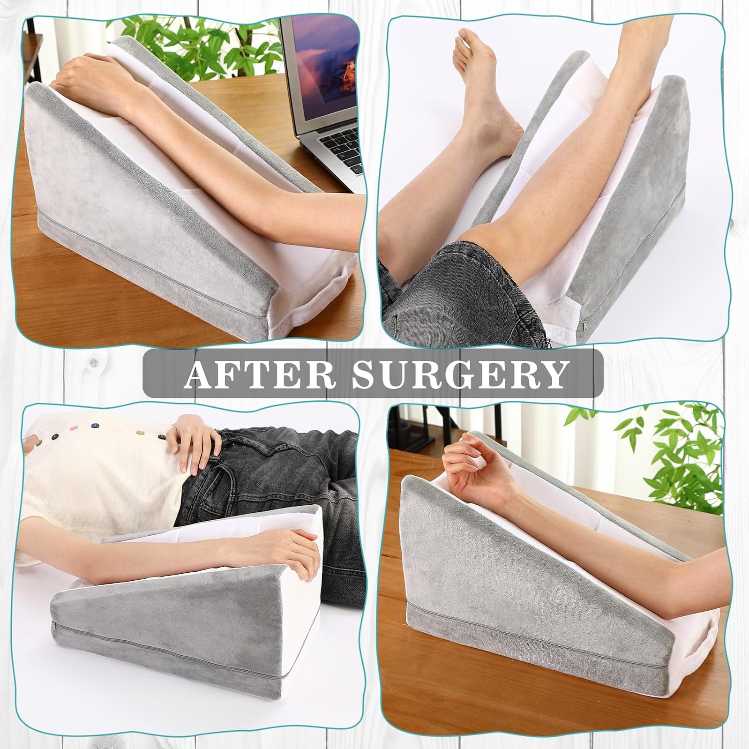 Buryeah Arm Elevation Pillow with 2 Pockets, Soft Ergonomic Support Pillow for Elbow Rest Wedge Broken Arm Gifts with High Density Foam for…