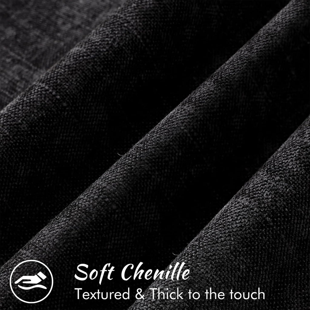 decorUhome Chenille Throw Pillow Covers 22x22 Set of 2, Square Decorative Pillow Covers with Zipper for Couch, Sofa, Living Room, Black