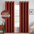 Miulee Linen Curtains 100% Blackout for Bedroom Thermal Insulated Burnt Orange Grommet Room Darkening Curtains & Drapes Rust Terracotta Fal…