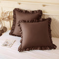 KKJIAF Ruffle Pillow Cases 22x22 Inches, Brown Square Ruffled Pillow Covers Set of 2, Microfiber Wrinkle Resistant Pillow Shams with…