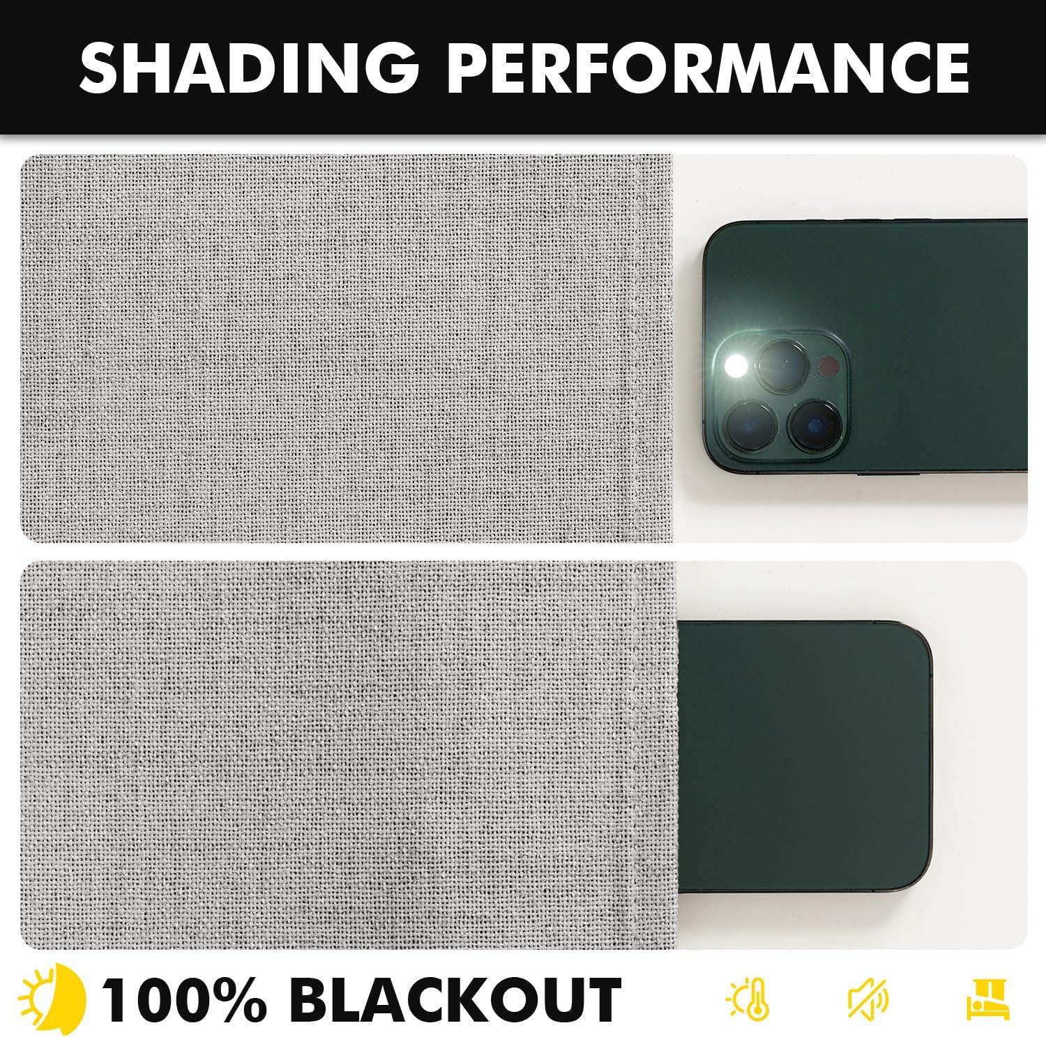 Miulee 100% Blackout Linen Curtains for Bedroom, Greyish White Solid Luxury Decor Thermal Insulation Room Darkening Drapes for Living Room…