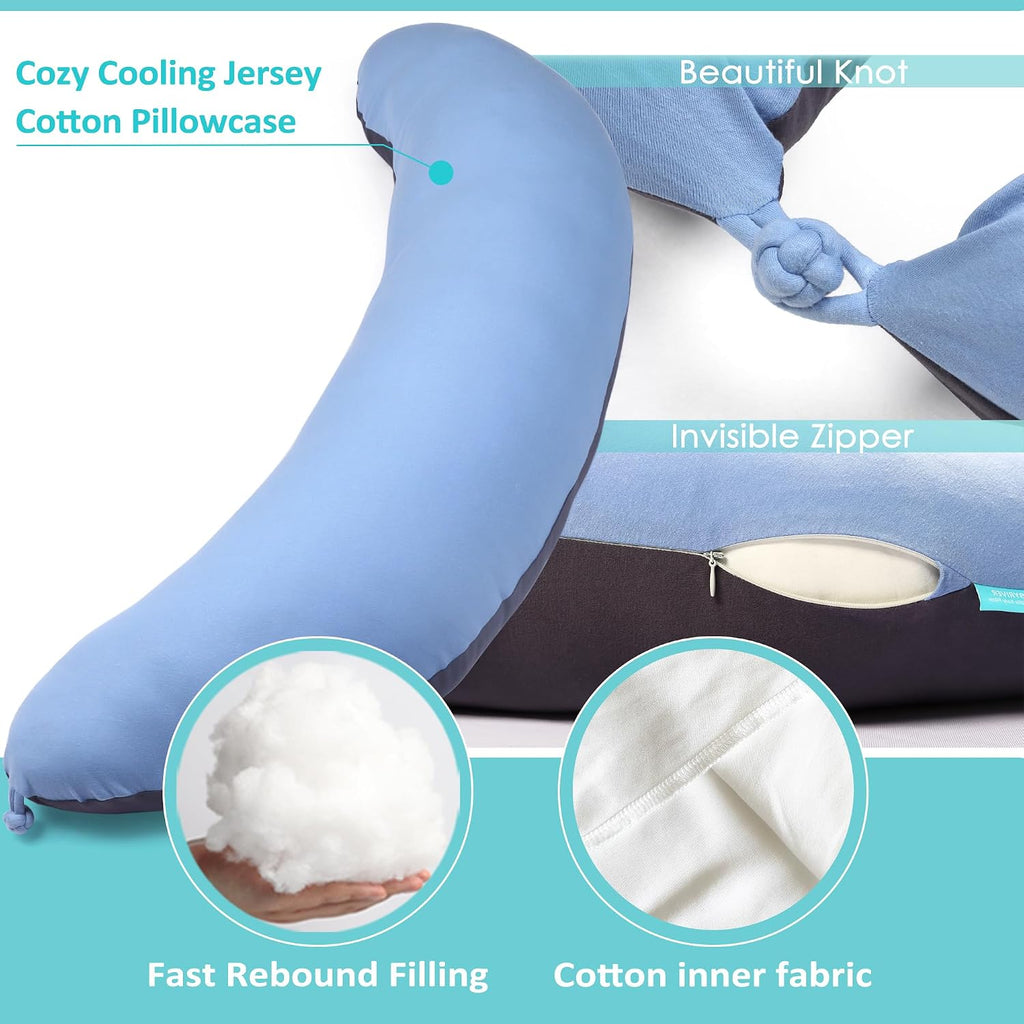 Byriver 43" Long C Shaped Body Pillow for Adults Men Women, Side Sleeper Pillow for Neck Shoulder Back, Cooling Post Sugery Pillow Pregnan…
