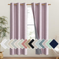NICETOWN Pink Vintage Linen 100% Blackout Curtains for Classroom, Thermal Insulated Curtains 72" Long, Noise Reducing Window Treatment…