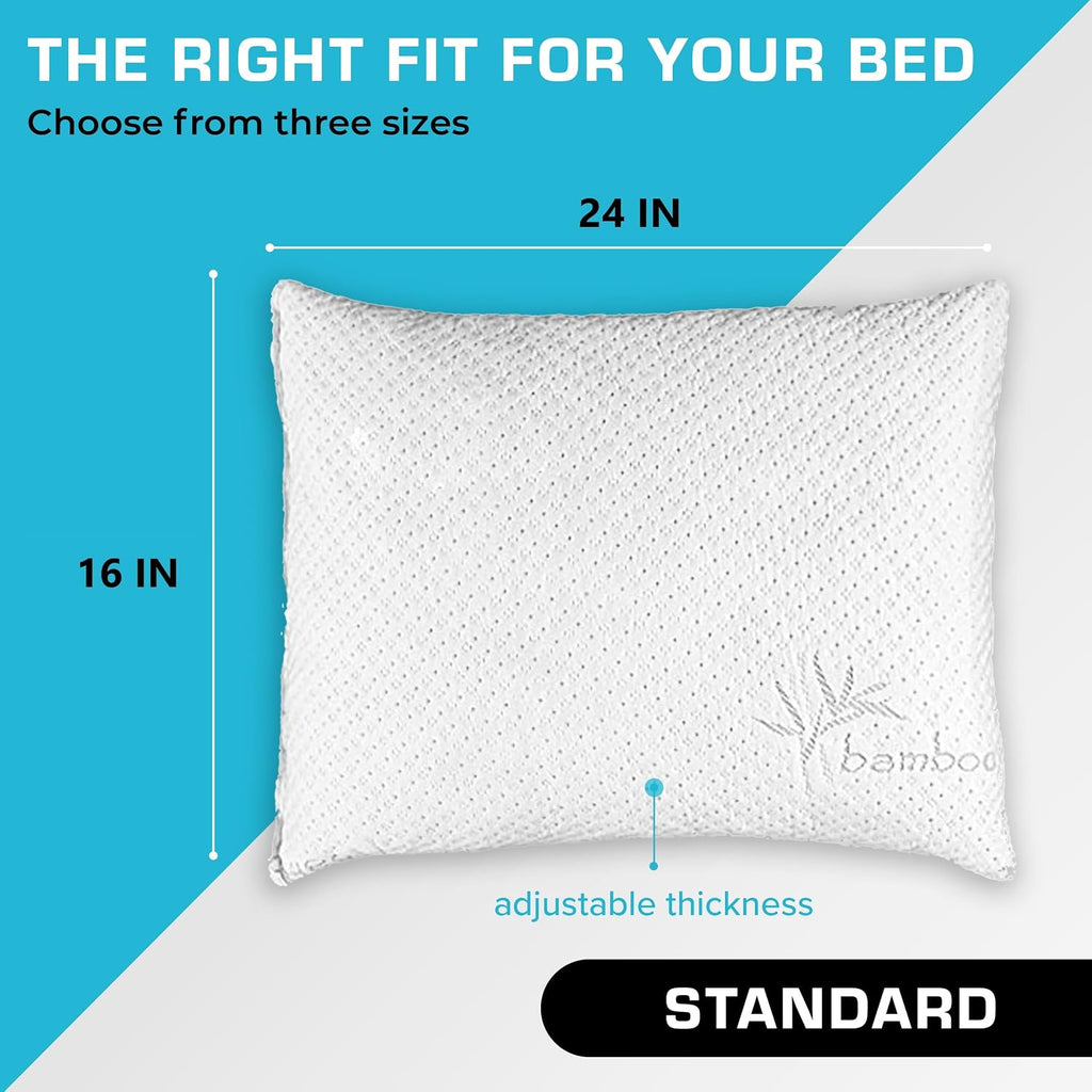 Xtreme Comforts Standard Bed Pillow for Sleeping | Adjustable Shredded Memory Foam Pillows with Removable Cooling Cover | Fluffy Pillows…
