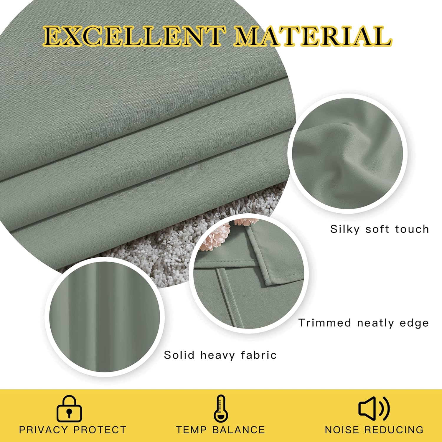 Nicetown Blackout Sage Green Curtains & Drapes for Bedroom - Grommet Top Thermal Insulated Room Darkening Light/Sound Blocking Privacy Drap…