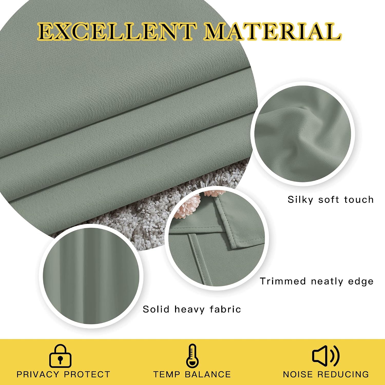 Nicetown Blackout Curtains 54 inch Length for Bedroom - Grommet Thermal Insulated Solid Window Curtains for Kids Room/Home Office, Sage Gre…