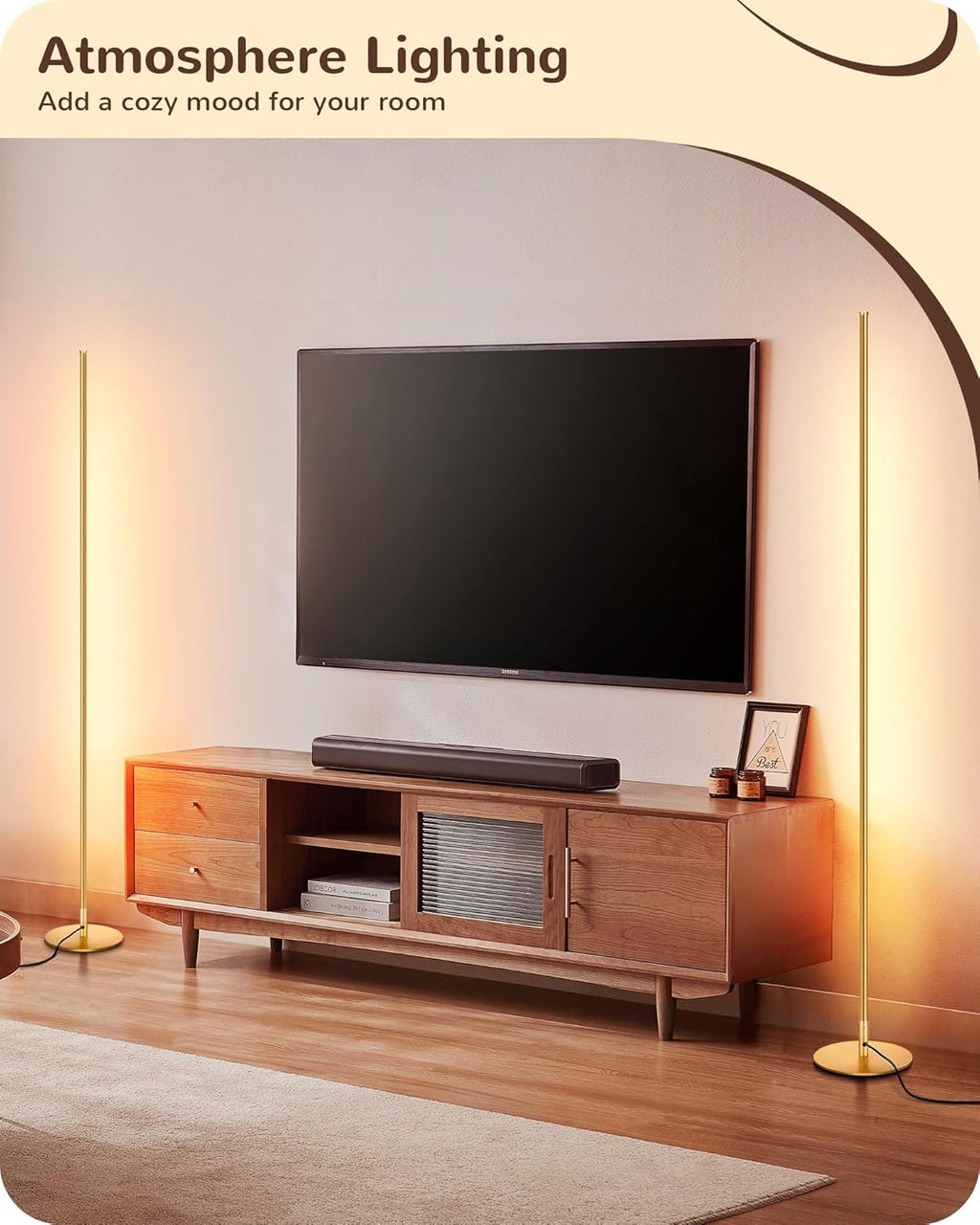 EDISHINE LED Corner Floor Lamp, Set of 2 Minimalist Dimmable Light with Remote, 57.5" Tall Standing Lamp for Living Room, Bedroom, Home…